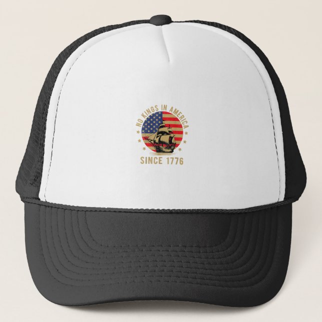 Gorra De Camionero No Kings In America Since 1776 US Flag Patriotic  (Anverso)