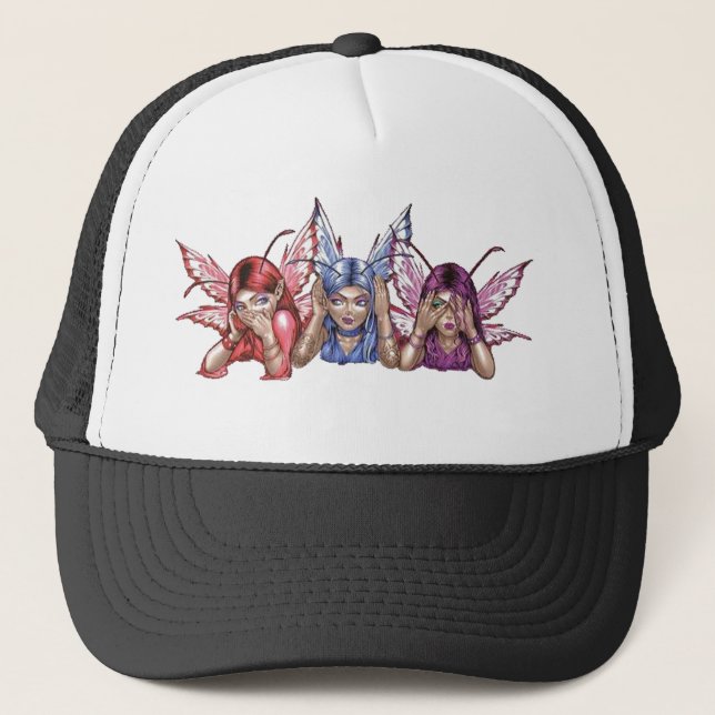 Gorra De Camionero No oiga, hable, vea ningún mal (Anverso)