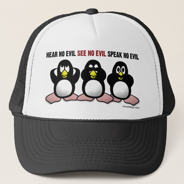 Gorra De Camionero No oir a los pingüinos malvados (Anverso)