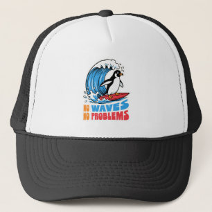 Gorra De Camionero No olas No problemas Pingüino divertido surfeando