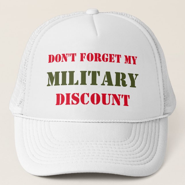 GORRA DE CAMIONERO NO OLVIDES MI DESCUENTO MILITAR (Anverso)