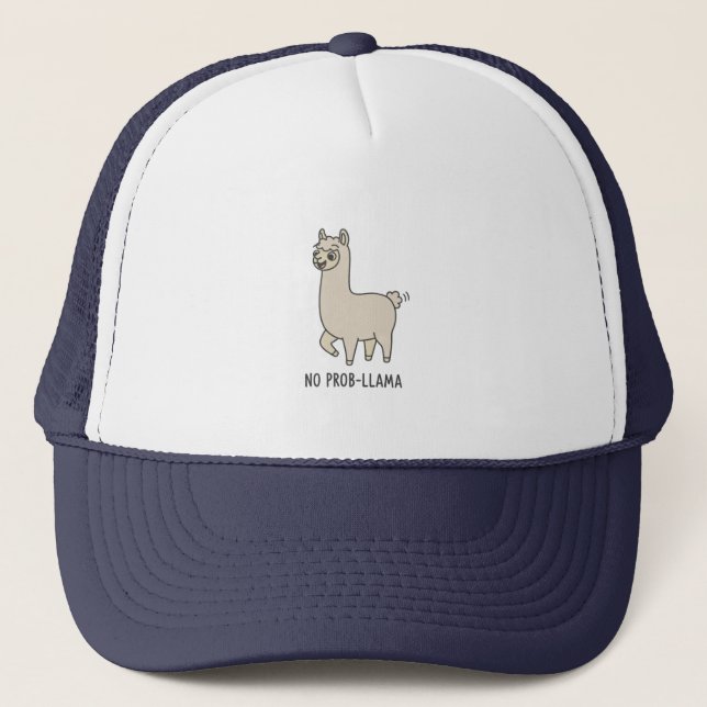Gorra De Camionero "No Prob-Llama" Cute Llama Doodle - Chill Vibe (Anverso)