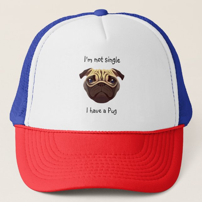 Gorra De Camionero No soltero Tengo un Pug (Anverso)