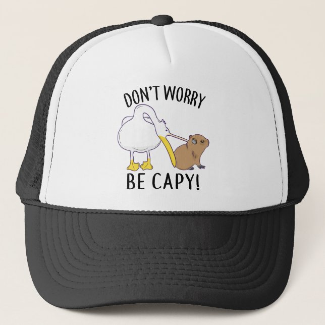 Gorra De Camionero No te preocupes, sé capy. Naranja de Capibara sin  (Anverso)
