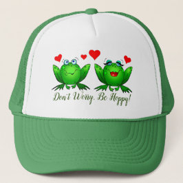Gorra De Camionero No te preocupes, sé feliz, ranas de dibujos animad