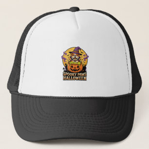 Gorra De Camionero Noche de calabaza de bulldog de Halloween