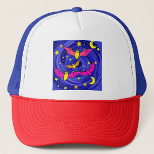 Gorra De Camionero Noche estrellada de Personalizado colorido Bat Cut