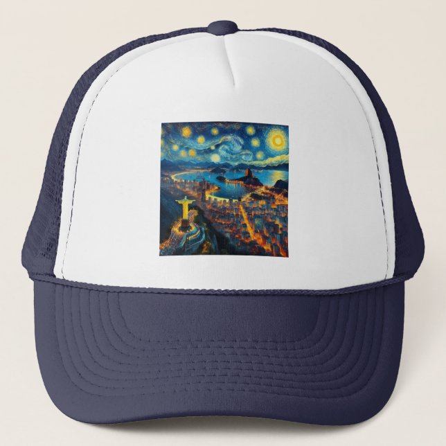Gorra De Camionero Noche estrellada de Río de Janeiro Brasil (Anverso)