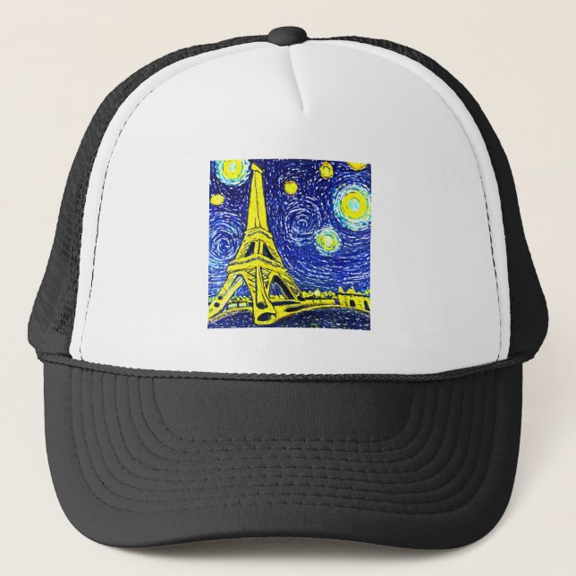 Gorra De Camionero Noche estrellada París Francia (Anverso)