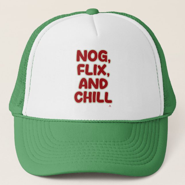Gorra De Camionero Nog Flix and Chill Funny Christmas Joy Motto (Anverso)