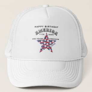 Gorra De Camionero Nombre 250º Cumpleaños Feliz América Blanco