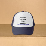 Gorra De Camionero Nombre comercial y logotipo de la marina y sombrer<br><div class="desc">Camionero que puedes personalizar para poner tu nombre de negocio. Puedes regalarlo como regalo o regalo a tus clientes. También puede incluirlo en sus materiales de marketing para promocionar su negocio o en sus productos promocionales para promocionar su marca. Trucker hat con su nombre de negocio y logotipo para crear...</div>