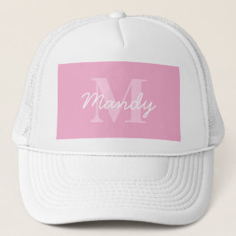 Gorra De Camionero Nombre curvo y monograma de aspecto corto | Rosa