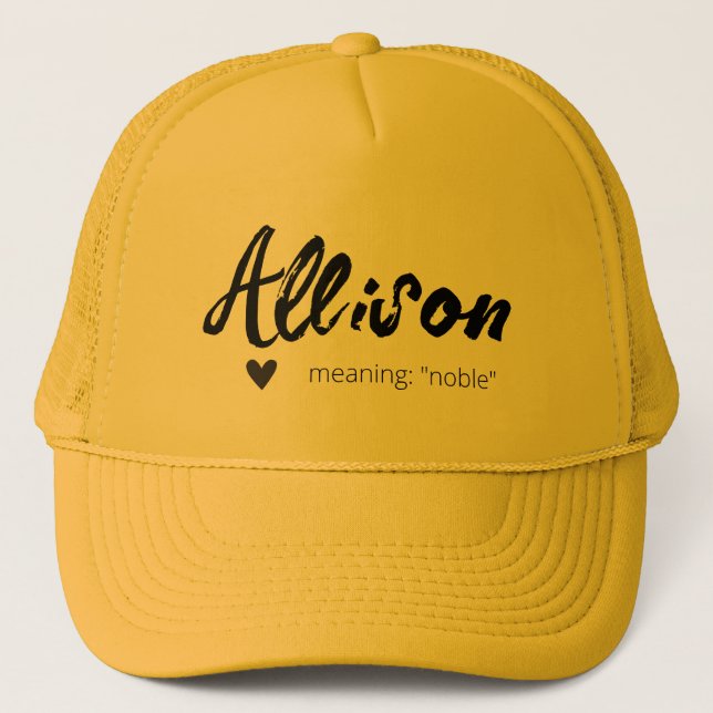 Gorra De Camionero Nombre de Allison significa Cabo de Chica negro mo (Anverso)