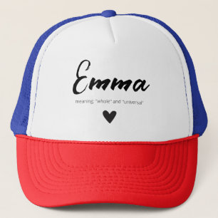 Gorra De Camionero Nombre de Emma Significa Chicas Niños Blanco Negro