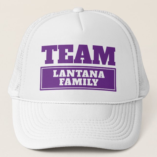 Gorra De Camionero Nombre de equipo personalizado púrpura o apellido (Anverso)