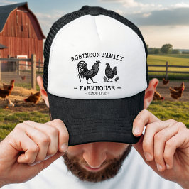 Gorra De Camionero Nombre de familia Farmhouse Hen Chicks Rooster