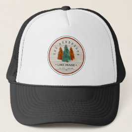 Gorra De Camionero Nombre de familia Fondo de madera de pino de la ca