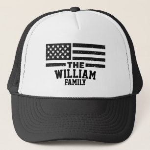 Gorra De Camionero Nombre de Familia Personalizado Bandera Americana