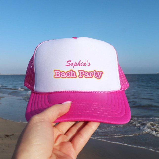 Gorra De Camionero Nombre de fiesta de Bach rosa retro (Subido por el creador)