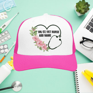 Gorra De Camionero Nombre de la enfermera veterana de registro de est