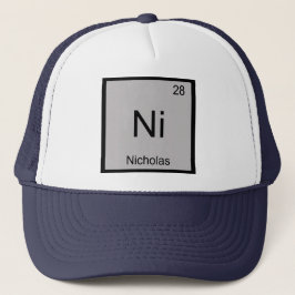 Gorra De Camionero Nombre de Nicholas Elemento Químico Tabla Periódic