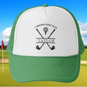 Gorra De Camionero Nombre de palo de golf personalizado Verde Blanco