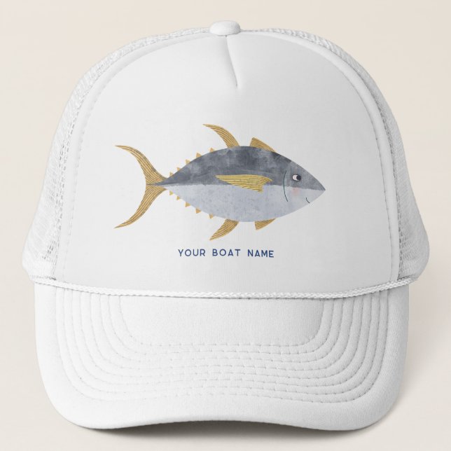 Gorra De Camionero Nombre del barco de pescado del atún (Anverso)