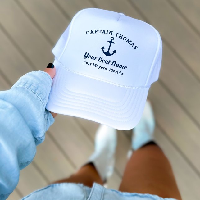 Gorra De Camionero Nombre del barco del capitán del Personalizado azu (Subido por el creador)