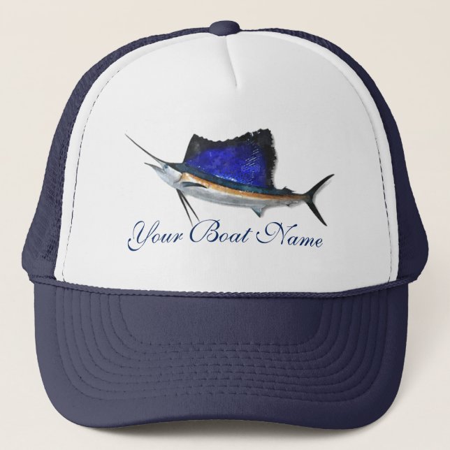 Gorra De Camionero Nombre del barco personalizado Sailfish Trucker Ha (Anverso)