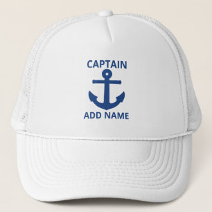 Gorra De Camionero Nombre del capitán del anclaje azul personalizado
