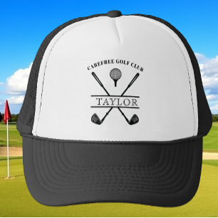 Gorra De Camionero Nombre del club de golf personalizado Blanco negro