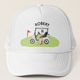 Gorra De Camionero Nombre del Monograma del Carro de Golf