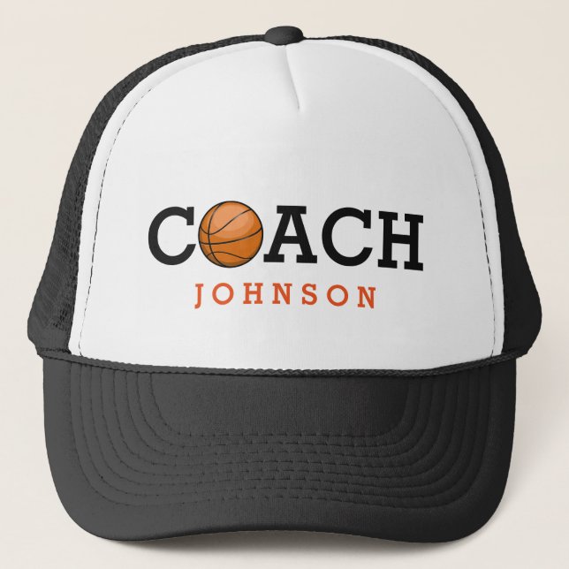 Gorra De Camionero Nombre del personalizado del entrenador de béisbol (Anverso)