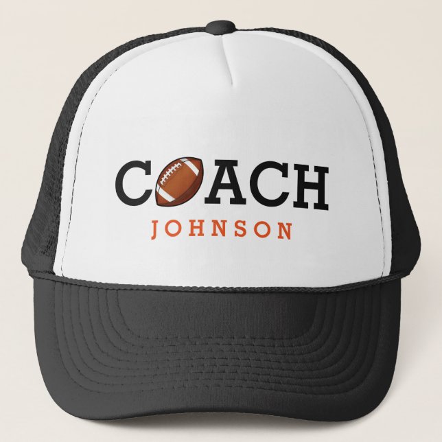 Gorra De Camionero Nombre del personalizado del entrenador de fútbol (Anverso)