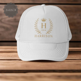 Gorra De Camionero Nombre del personalizar y Monograma inicial de oro
