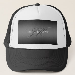 Gorra De Camionero Nombre elegante e iniciales monogramadas   Negro y