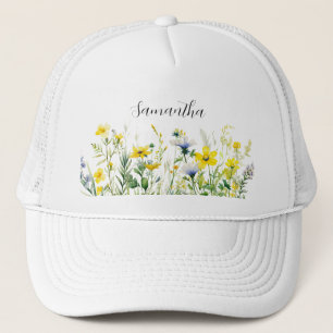 Gorra De Camionero Nombre floral amarillo