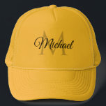 Gorra De Camionero Nombre Monogramado Para Mujeres Para Hombres Unise<br><div class="desc">Nombre Monogramado Para Mujeres Para Hombres Plantilla Unisex Elegant Trendy Camión Amarillo Sombrero.</div>
