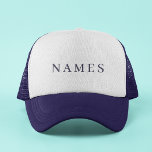 Gorra De Camionero Nombre personalizado azul marino simple Camión ele<br><div class="desc">Simple Personalizado Azul de la Marina Añade tu nombre de diseño elegante para cualquiera.</div>