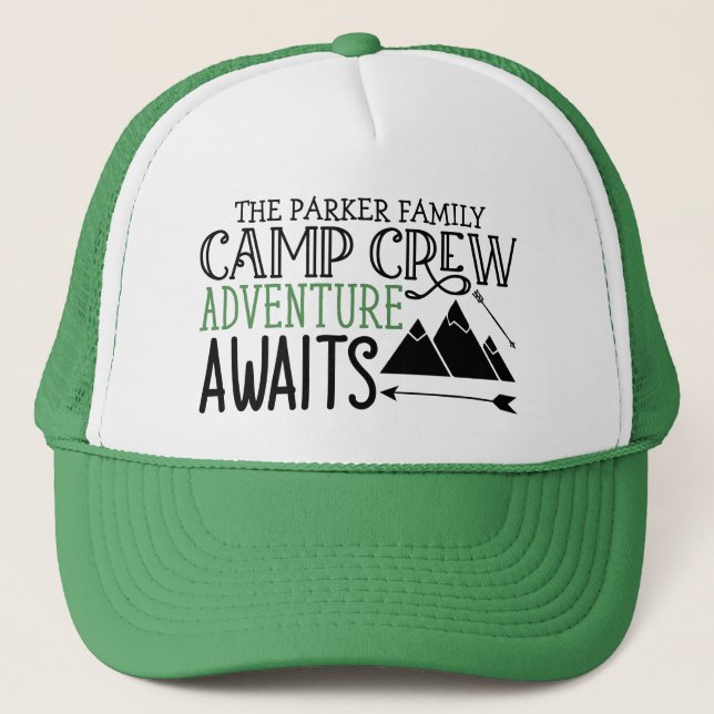 Gorra De Camionero NOMBRE personalizado Cabina Camping Adventure (Anverso)