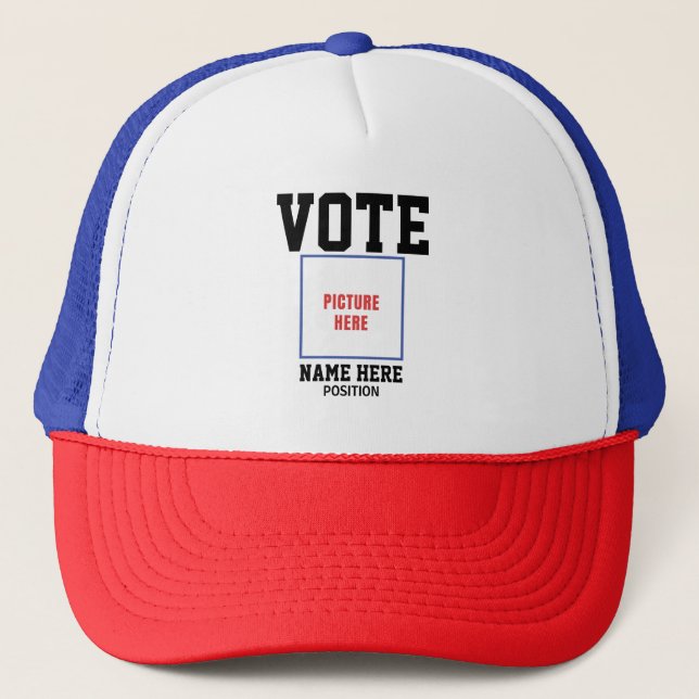 GORRA DE CAMIONERO NOMBRE PERSONALIZADO DE LA FOTO DE VOTO (Anverso)