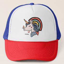 Gorra De Camionero Nombre personalizado de la mariposa de Unicornio e