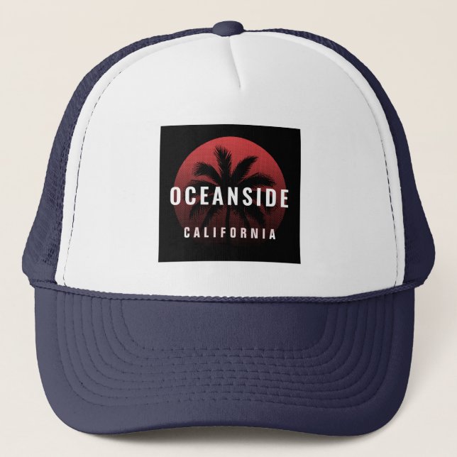 Gorra De Camionero Nombre personalizado de Oceanside California Beach (Anverso)