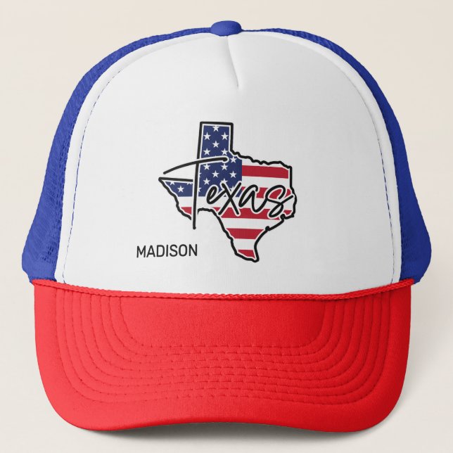Gorra De Camionero Nombre personalizado de Texas (Anverso)