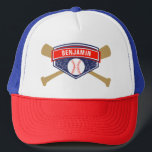 Gorra De Camionero Nombre Personalizado del Béisbol Infantil<br><div class="desc">Gorra amable para una fiesta de béisbol. Personalizar con el nombre de su hijo.</div>
