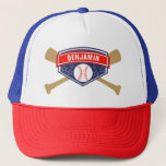 Gorra De Camionero Nombre Personalizado del Béisbol Infantil<br><div class="desc">Gorra amable para una fiesta de béisbol. Personalizar con el nombre de su hijo.</div>