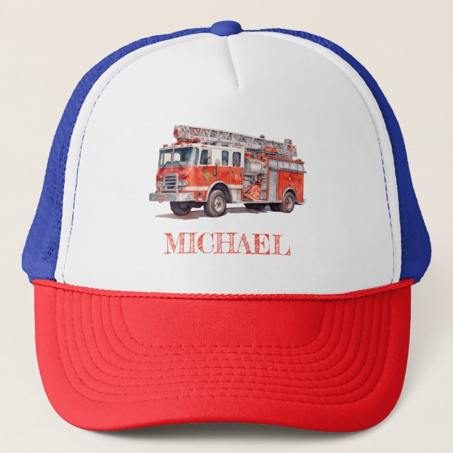 Gorra De Camionero Nombre personalizado del Camión Rojo Moderno (Anverso)