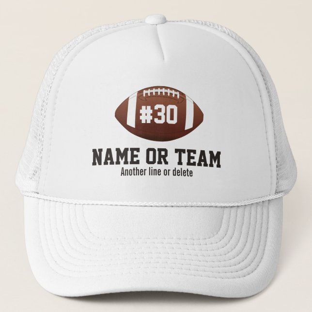Gorra De Camionero Nombre personalizado del diseño del fútbol, (Anverso)