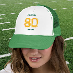 Gorra De Camionero Nombre personalizado del equipo de deportes amaril